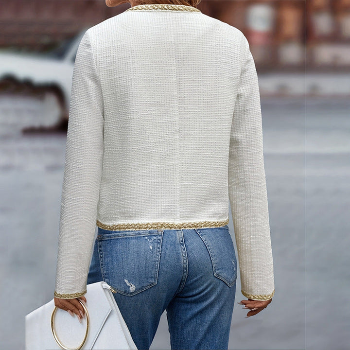 Sariah – Tweed-Look Cropped Button Jacket for Women