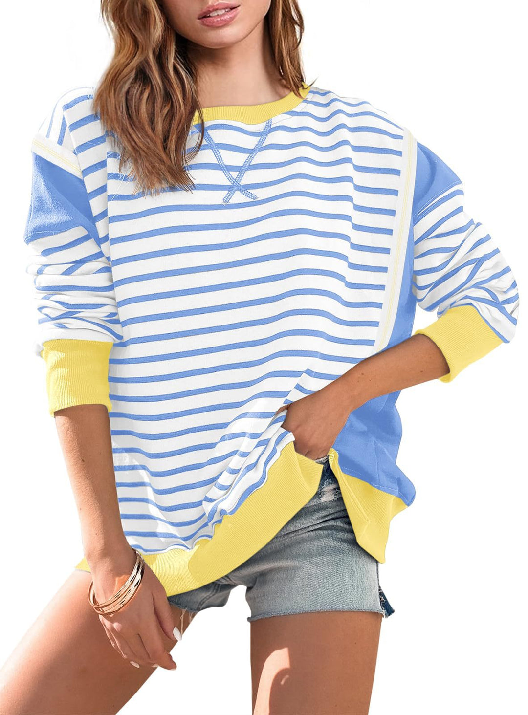Isabel – Striped Color-Block Oversized Sweatshirt