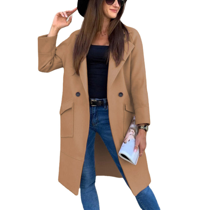 Luciana – Double-Breasted Mid-Length Coat with Flap Pockets