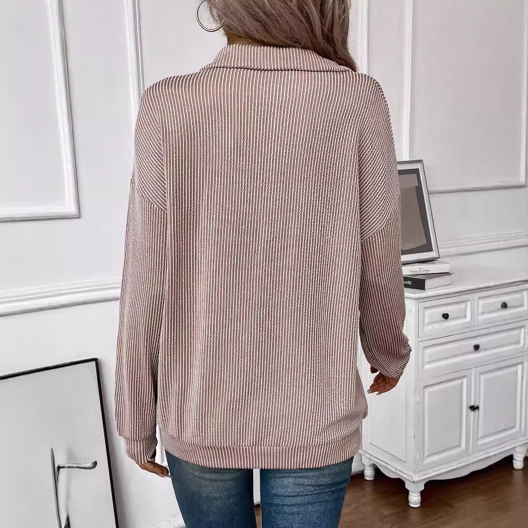 Jewel – Quarter-Zip Collared Ribbed Pullover