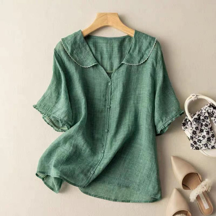 Nicole – Flowy Vintage Blouse with Button-Down Detail