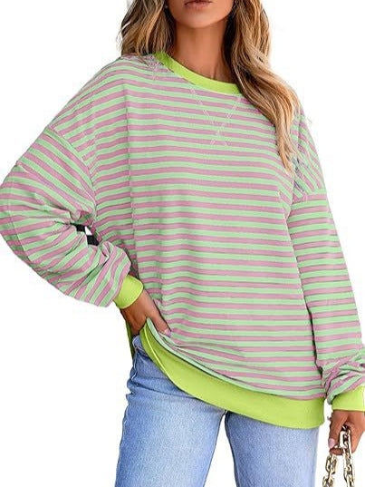 India – Striped Long-Sleeve Top with Contrast Trim