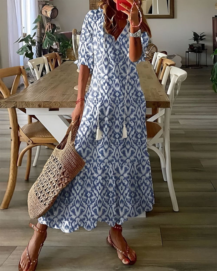 Addison – Elegant Boho Midi Dress with Relaxed Flowy Silhouette