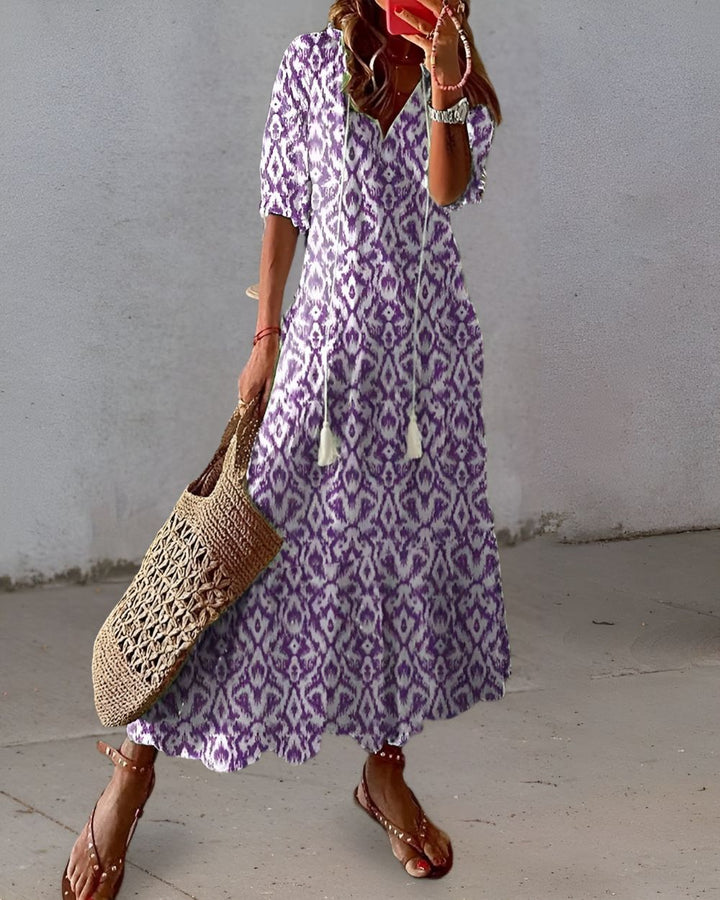 Addison – Elegant Boho Midi Dress with Relaxed Flowy Silhouette
