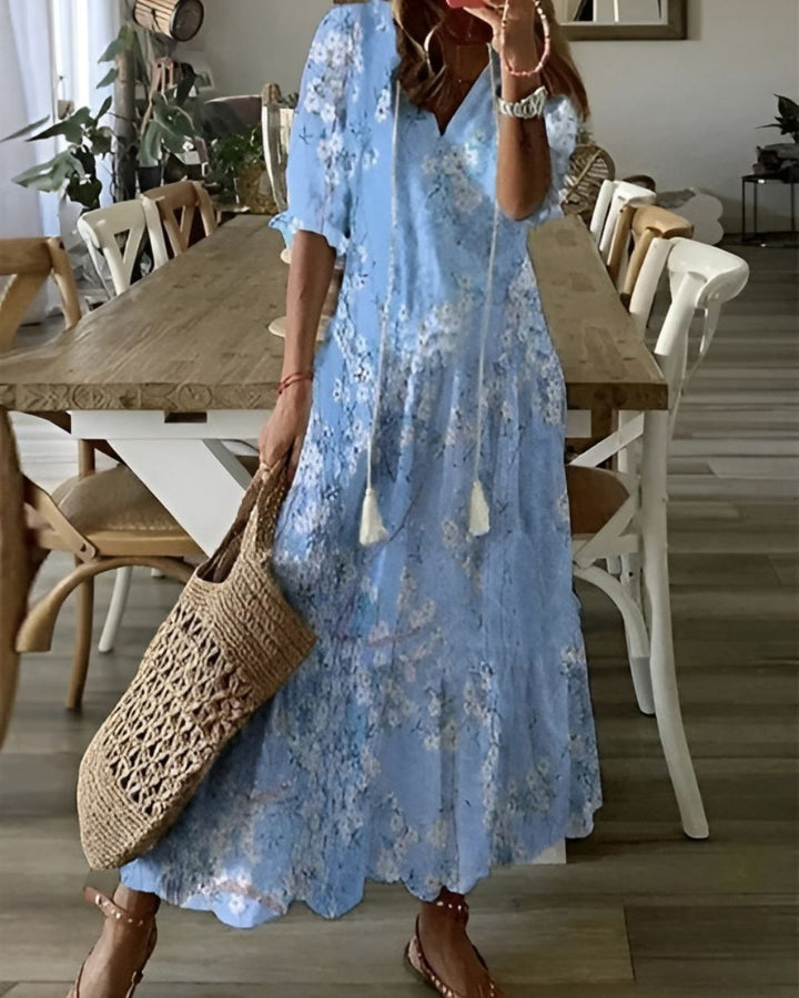 Addison – Elegant Boho Midi Dress with Relaxed Flowy Silhouette