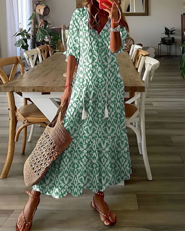 Addison – Elegant Boho Midi Dress with Relaxed Flowy Silhouette