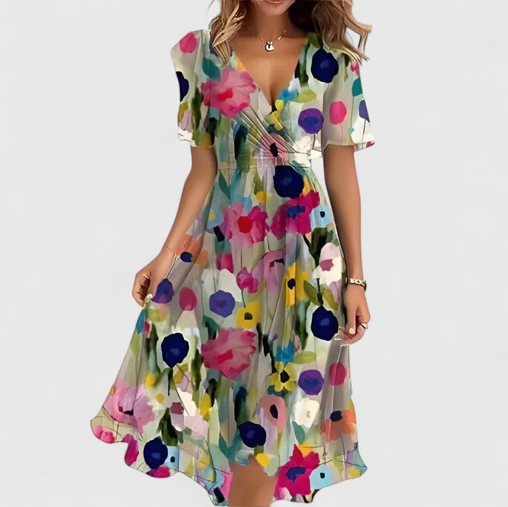 Stephanie – Casual Floral Midi Dress for Summer Days