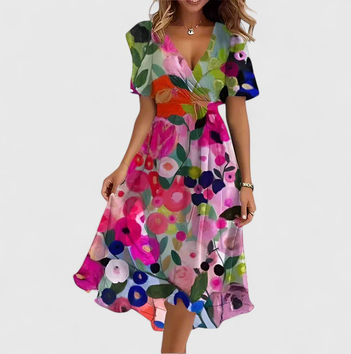 Stephanie – Casual Floral Midi Dress for Summer Days