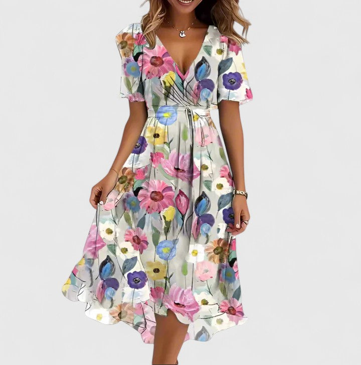 Stephanie – Casual Floral Midi Dress for Summer Days