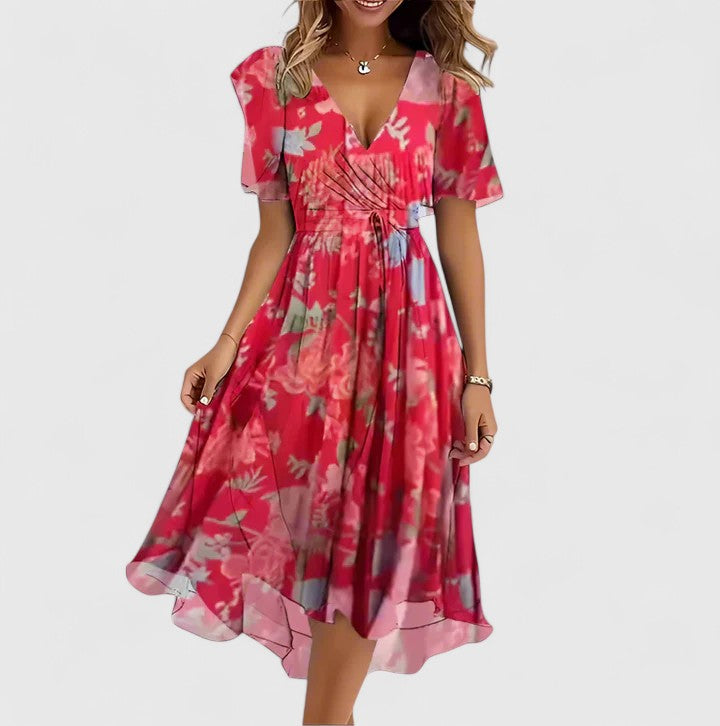 Stephanie – Casual Floral Midi Dress for Summer Days
