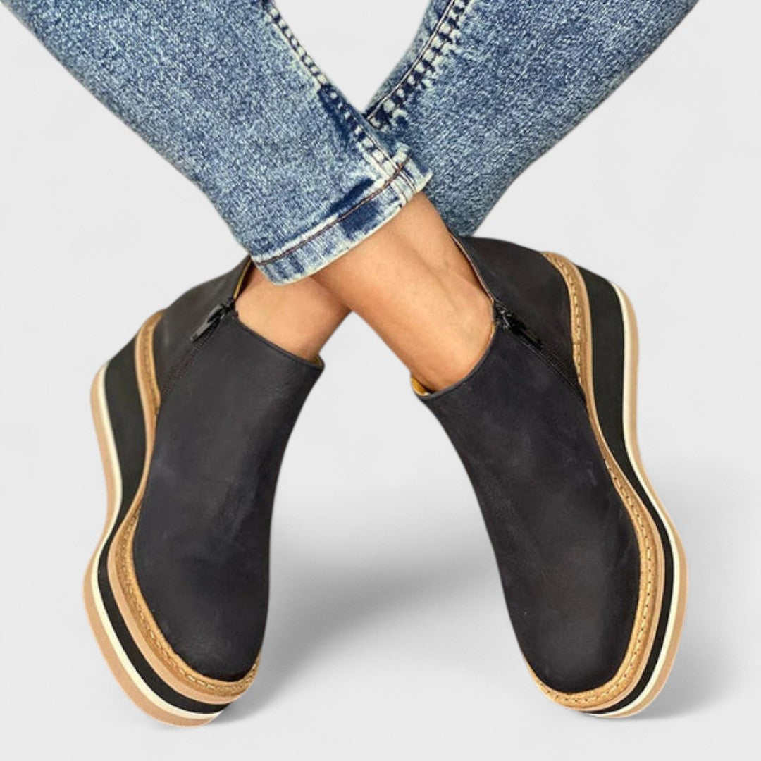 Vanora – Leather-Look Platform Wedge Ankle Boots for Women