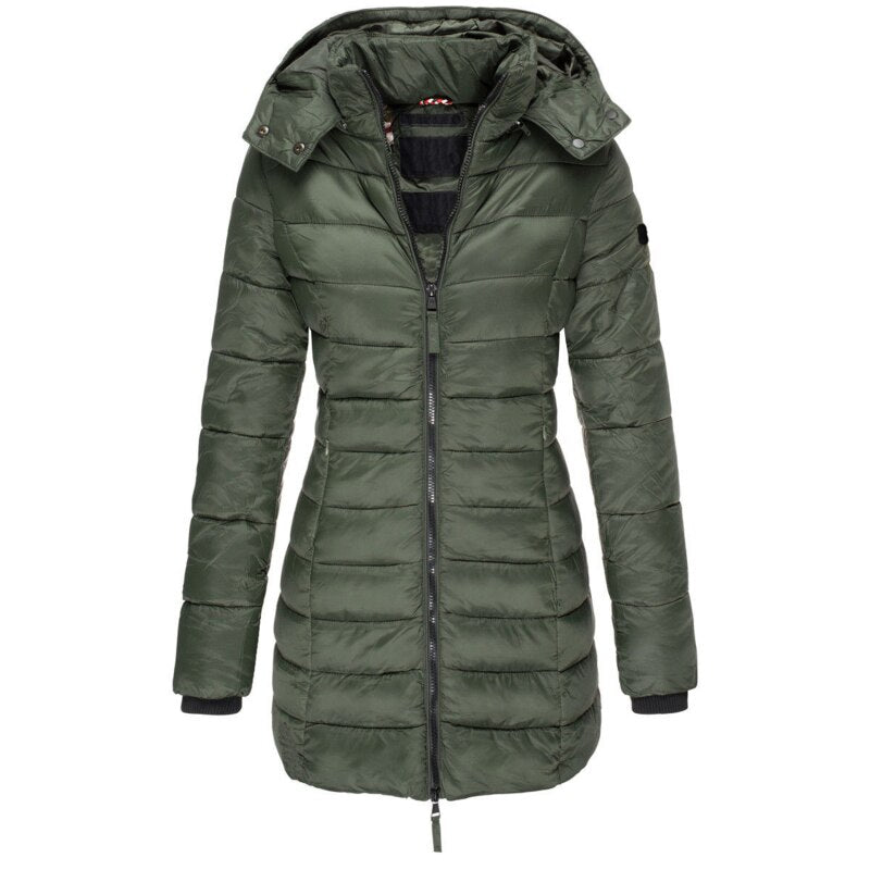 Marissa – Hooded Quilted Puffer Coat with Shaped Seams