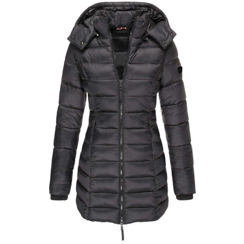 Marissa – Hooded Quilted Puffer Coat with Shaped Seams
