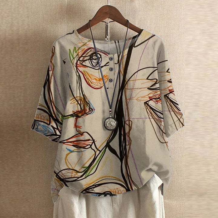 Frances – Elegant Floral Blouse with Vintage Boho Detail