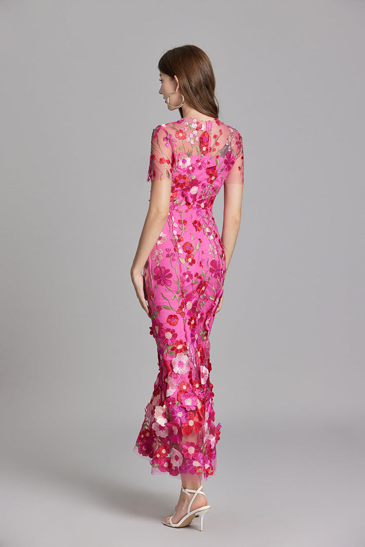 Yvette – Floral Appliqué Mermaid Evening Gown