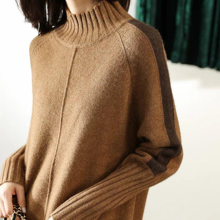 Prudence – Oversized Ribbed Turtleneck Sweater Dress for Women