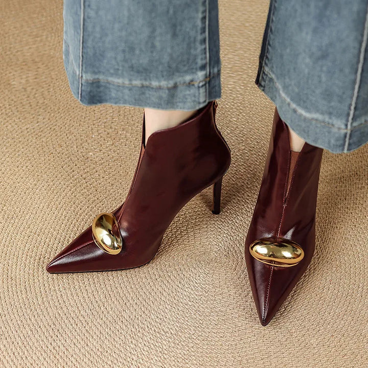 Bernadine – Domed Ornament Stiletto Ankle Boots for Women