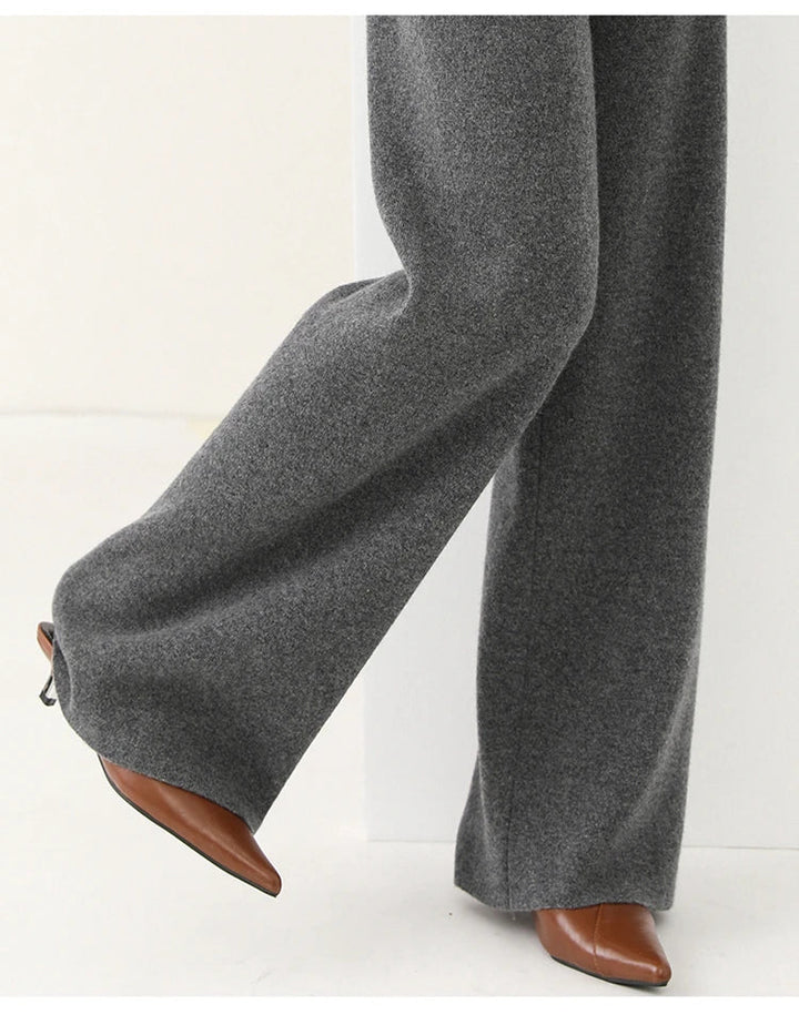 Dames Broek Merinowol Hoge Taille Wide-Leg