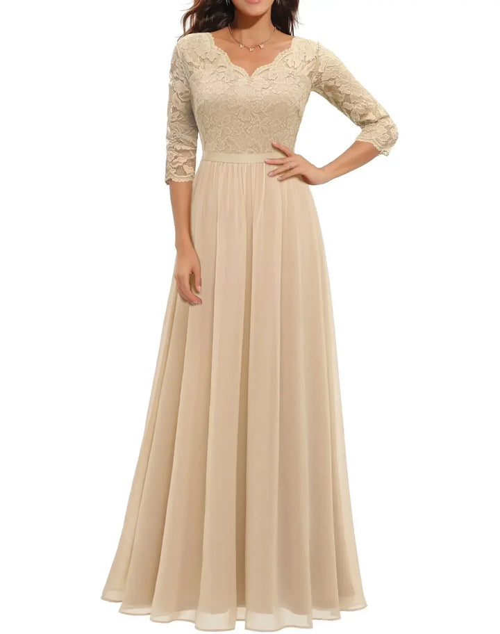 Beatrice | Elegant Lace Bodice Maxi Dress