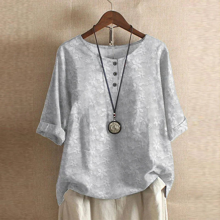Frances – Elegant Floral Blouse with Vintage Boho Detail