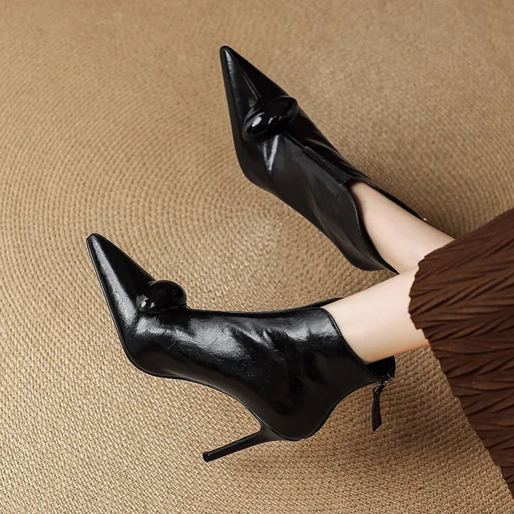 Bernadine – Domed Ornament Stiletto Ankle Boots for Women