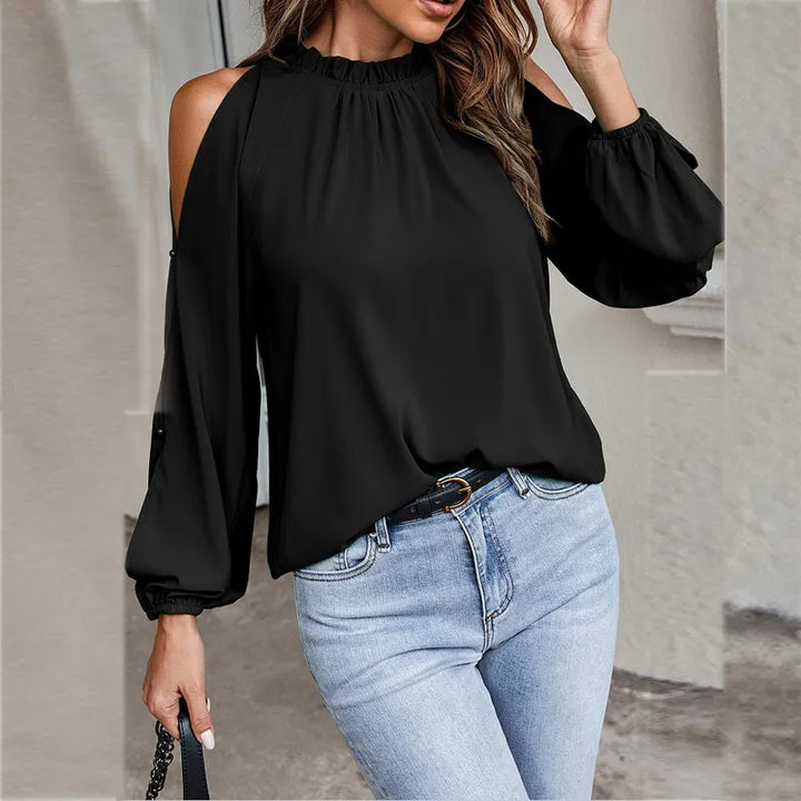 Annalise – Puff Sleeve Blouse with Ruffled Collar