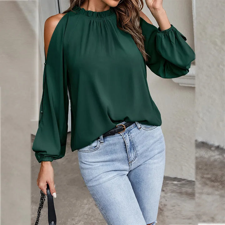 Annalise – Puff Sleeve Blouse with Ruffled Collar