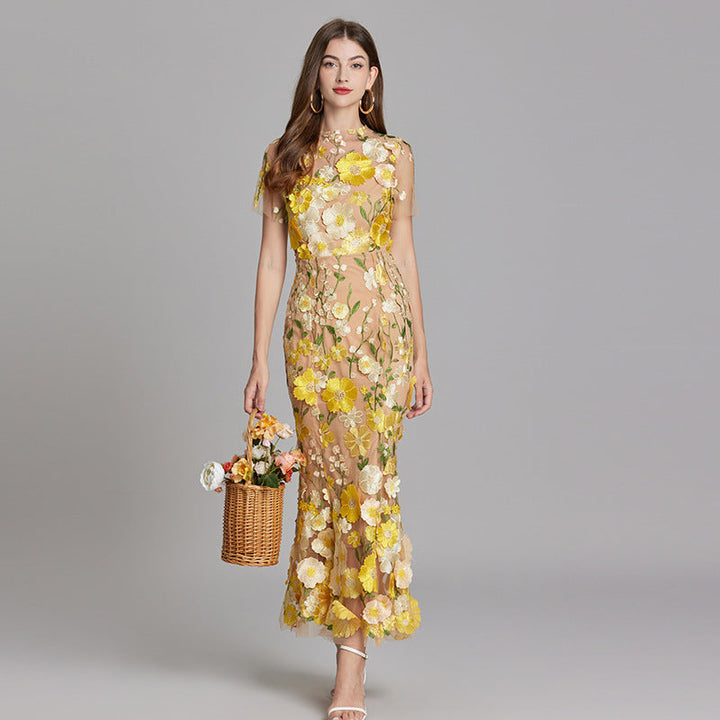 Yvette – Floral Appliqué Mermaid Evening Gown