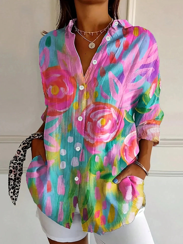 Michelle – Flowy Blouse with Summer Print