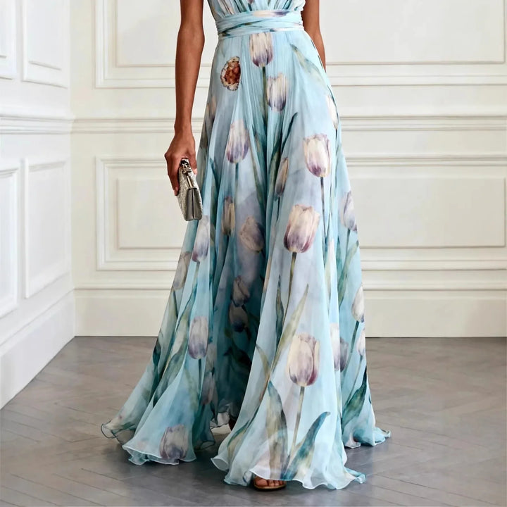 Quinn – Elegant V Neck Maxi Dress for Wedding Guests