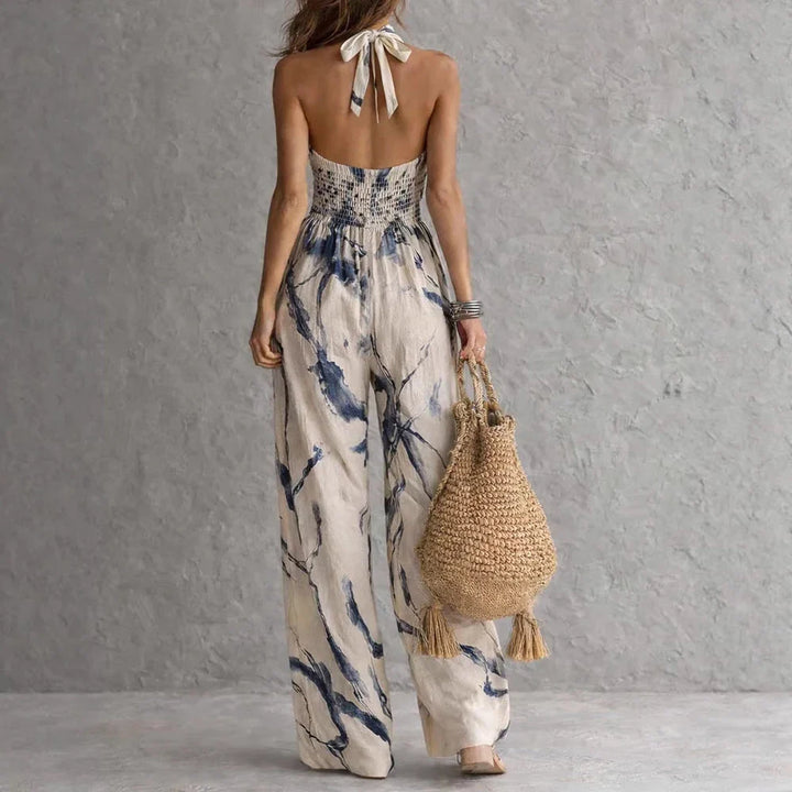 Natalie – Elegant Halter Maxi Dress with Floral Print