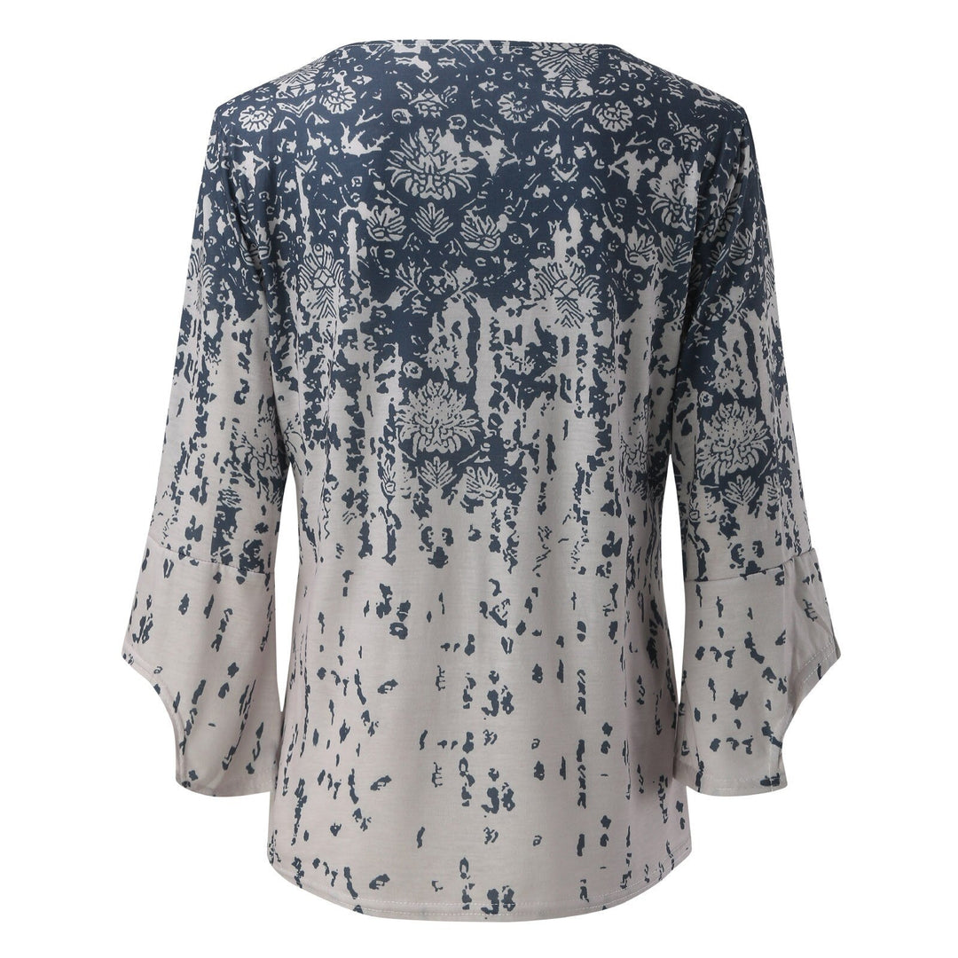 Anika – Bell Sleeve Blouse with Boho Print