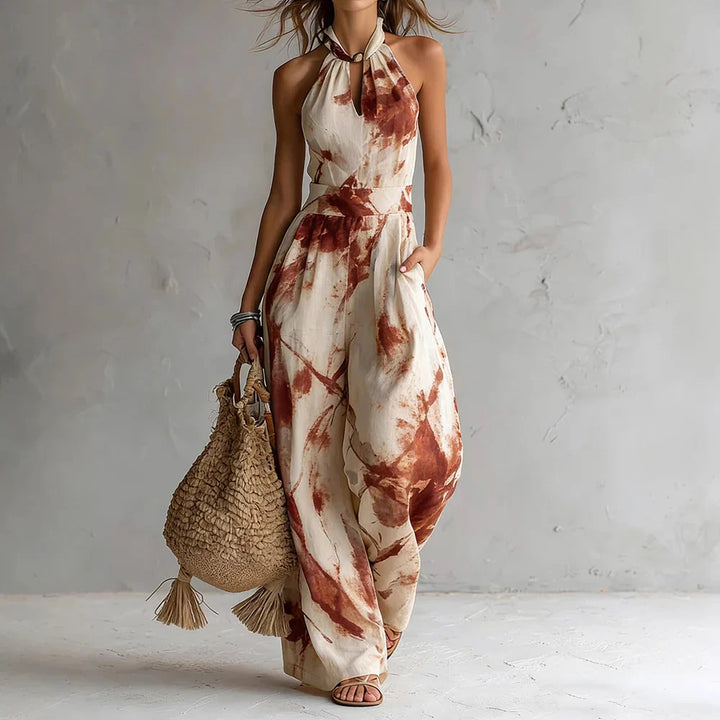 Natalie – Elegant Halter Maxi Dress with Floral Print