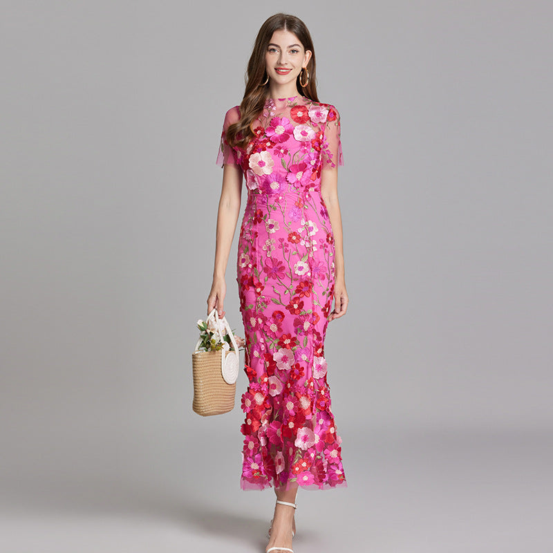 Yvette – Floral Appliqué Mermaid Evening Gown