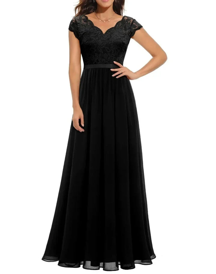 Beatrice | Elegant Lace Bodice Maxi Dress