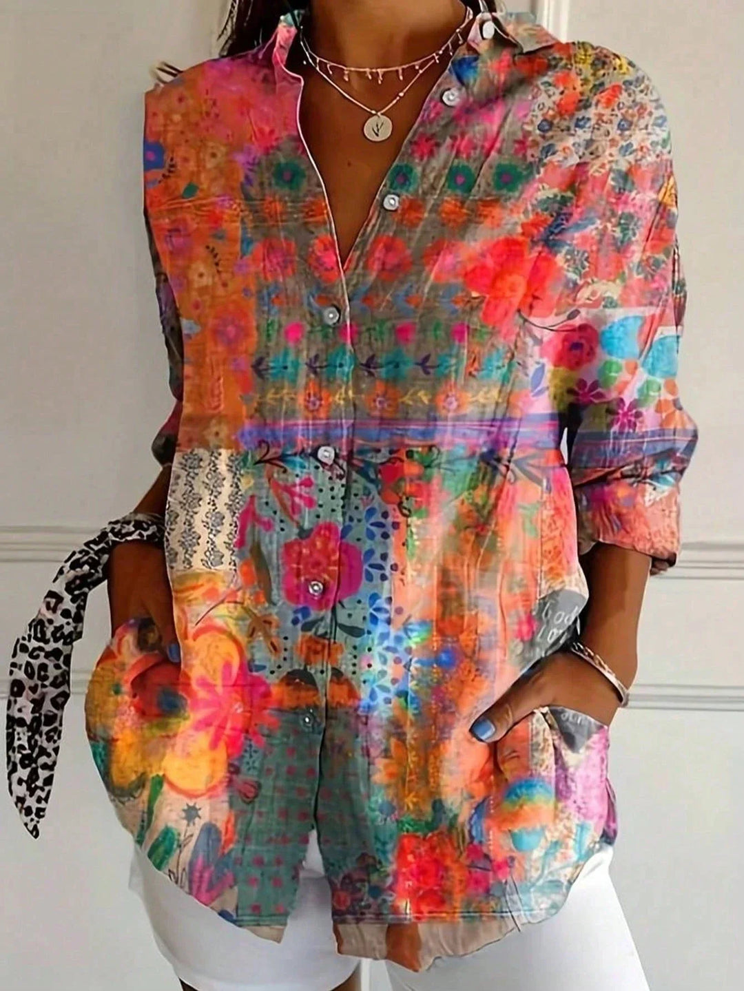 Michelle – Flowy Blouse with Summer Print