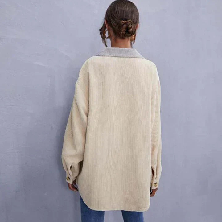 Leona – Color-Block Ribbed Shacket with Chest Pockets