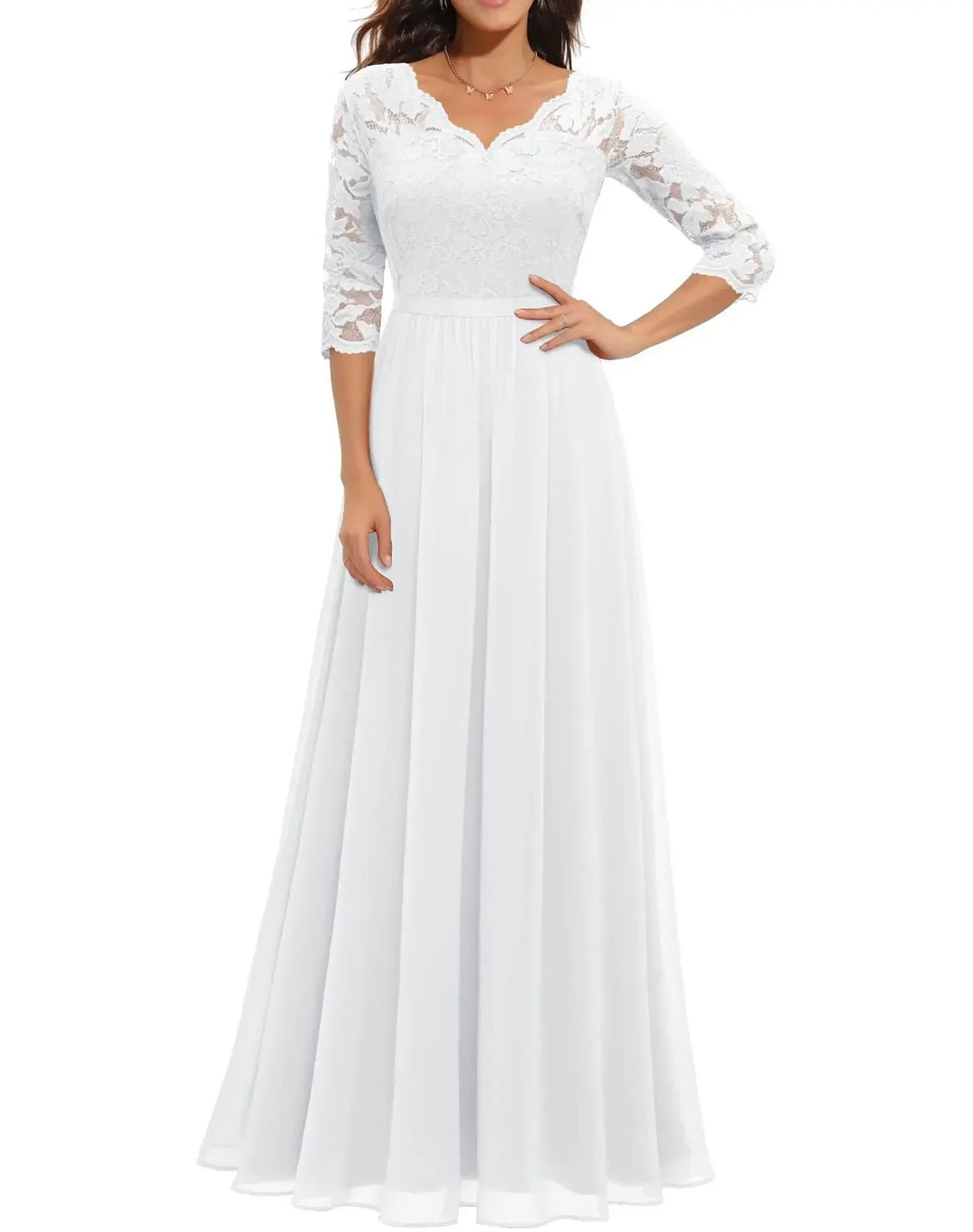 Beatrice | Elegant Lace Bodice Maxi Dress