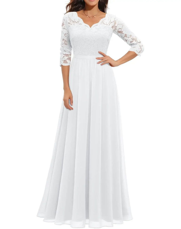Beatrice | Elegant Lace Bodice Maxi Dress