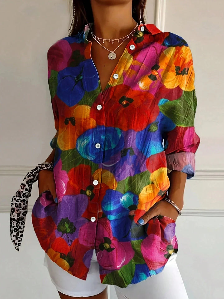 Michelle – Flowy Blouse with Summer Print