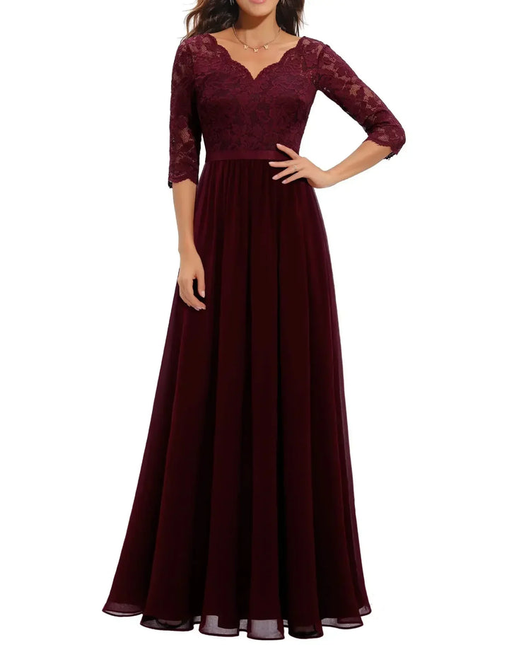 Beatrice | Elegant Lace Bodice Maxi Dress