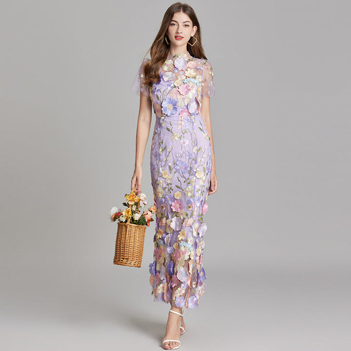 Yvette – Floral Appliqué Mermaid Evening Gown