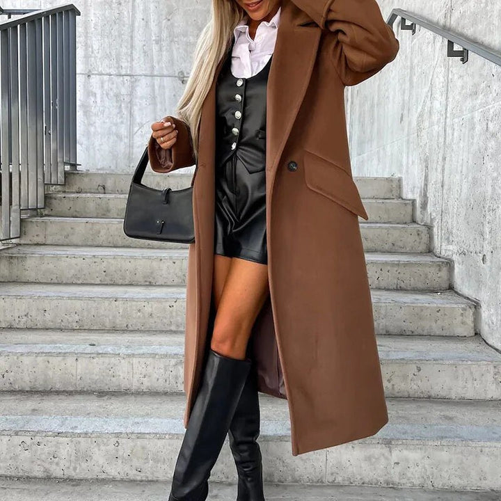 Maia – Oversized Longline Coat with Angled Pockets