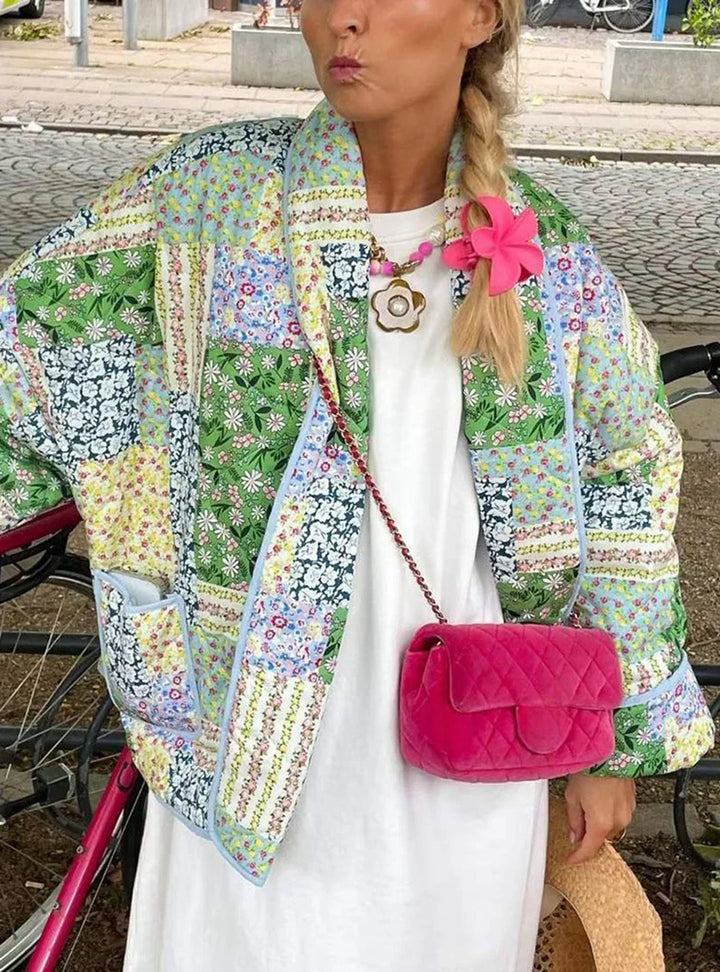 Laila – Floral Patchwork Quilted Jacket for Women