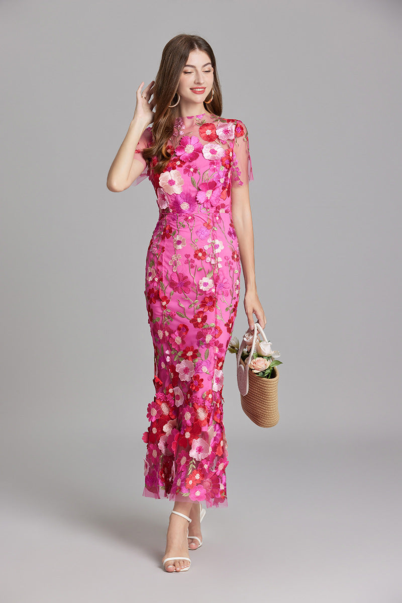 Yvette – Floral Appliqué Mermaid Evening Gown