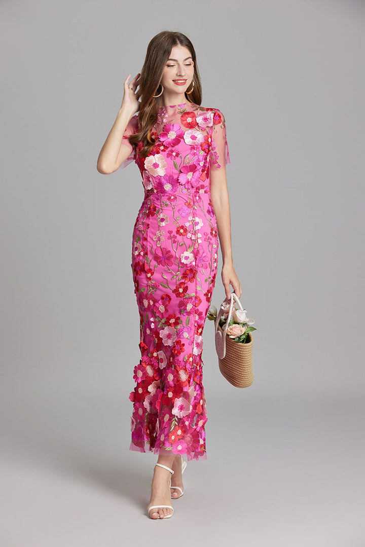 Yvette – Floral Appliqué Mermaid Evening Gown
