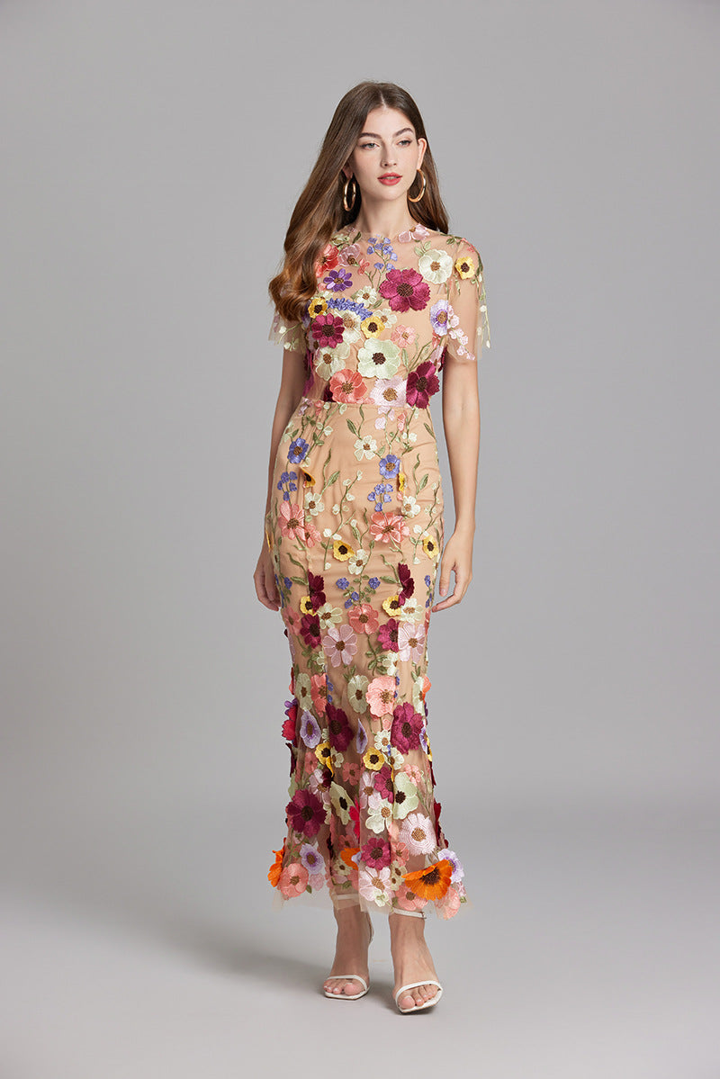 Yvette – Floral Appliqué Mermaid Evening Gown