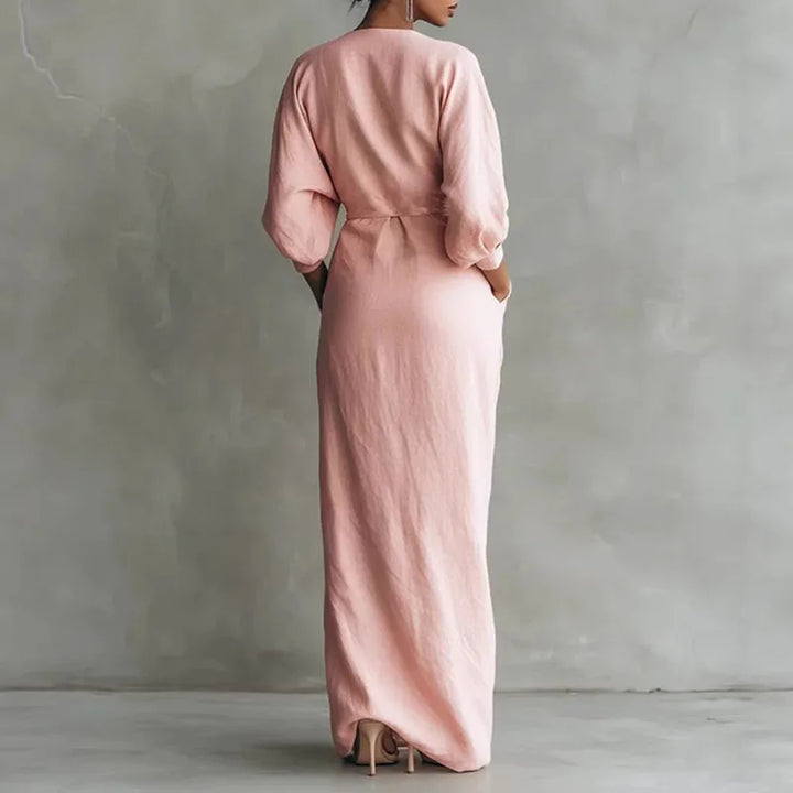 Olive – Elegant Wrap Maxi Dress with V-Neck