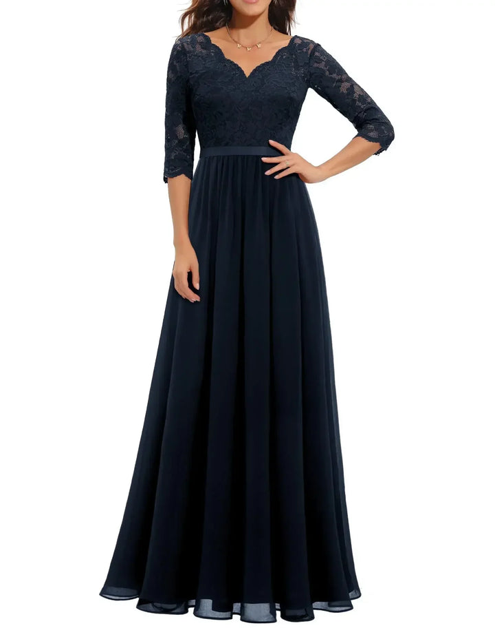 Beatrice | Elegant Lace Bodice Maxi Dress