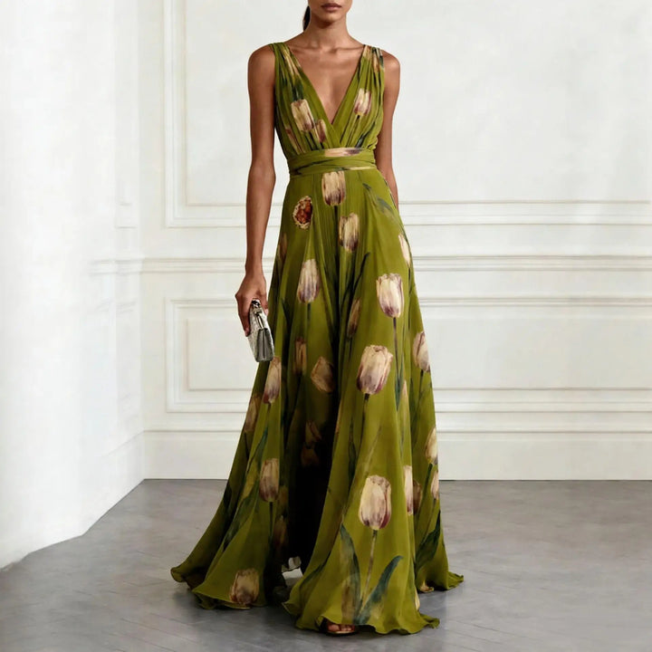 Quinn – Elegant V Neck Maxi Dress for Wedding Guests
